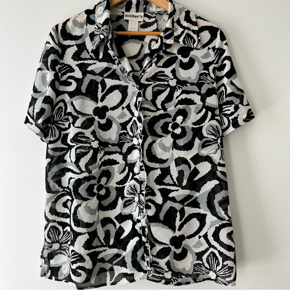 Millers Tops - Vintage Millers Sheer Button Up Blouse Size 14